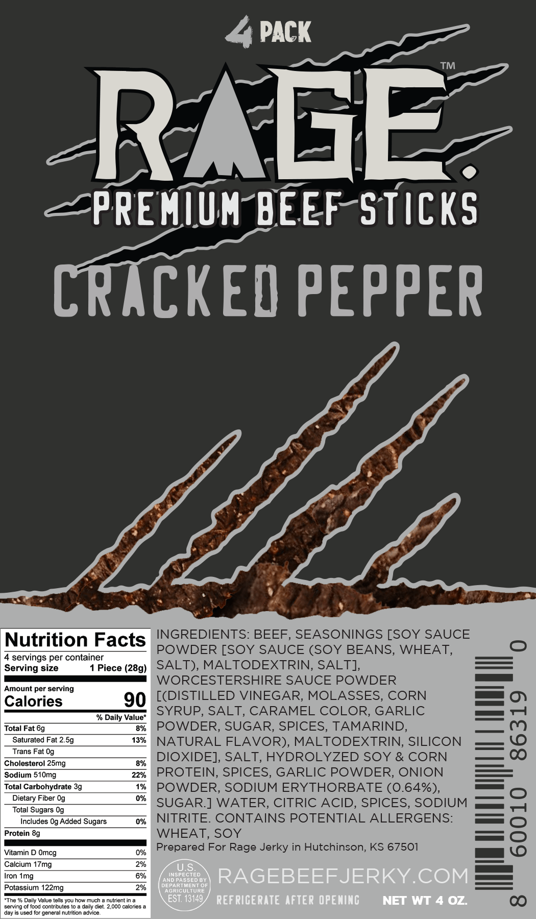 Rage Cracked Pepper Beef Sticks Rage Beef Jerky