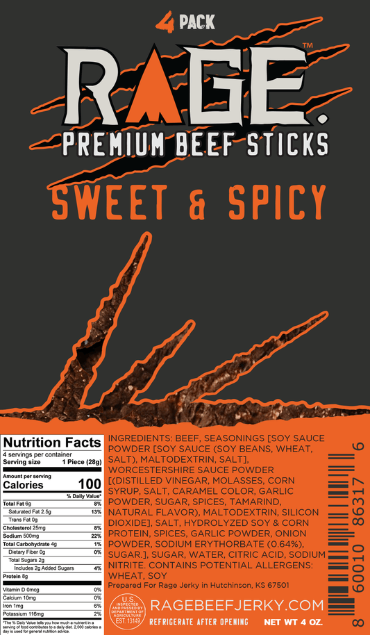 Rage Sweet & Spicy Beef Sticks